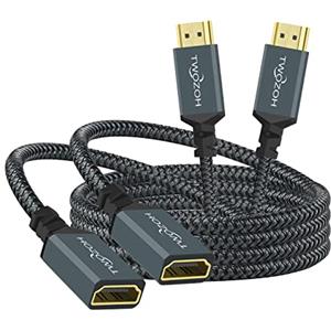 Twozoh Cavo di prolunga HDMI da 3 m, confezione da 2 pezzi, 4K HDMI da maschio a femmina, cavo adattatore HDMI 2.0 intrecciato in nylon, supporto 4K a 60 Hz, 3D HDR