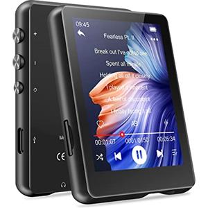 MECHEN 32GB Lettore MP3 con Bluetooth 5.3, 2,4" Schermo Tattile MP3 Lettore USB C Portatile Radio FM Registratore Vocale E-book Altoparlante Incorporato, Custodia in Silicone Inclusa