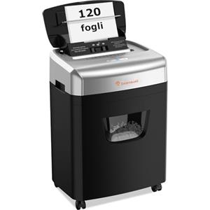 Bonsaii Distruggidocumenti da 120 fogli con alimentazione automatica, taglio a particelle P-4, estremamente silenzioso con 62 dB, contenitore da 23 litri e 4 ruote, trituratore a microtaglio