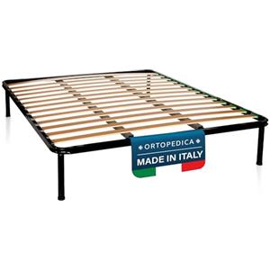 DOLCI SOGNI Rete Matrimoniale 160x190 Rinforzata a Doppia Barra in Ferro, Rete Ortopedica 100% Made in Italy, Rete Letto Matrimoniale, 4 Piedi Letto Smontabili, Struttura Letto Matrimoniale 160x190