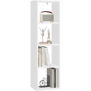 WOLTU Libreria con 4 Livelli, Scaffale a Cubo in Piedi, Scaffale Aperto, per Soggiorno, Studio, Camera da Letto, Ufficio, 30x106,5x23,5 cm, Bianco, SK051ws