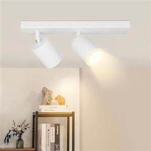 ZMH Plafoniera LED faretto da soffitto bianco: lampada da soffitto GU10 spot 2 fiamme Faretti da soffitto orientabili a 350° lampada da corridoio moderna faretto da parete industriale per soggiorno