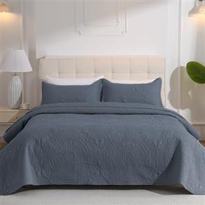 DUJUIKE Copriletto Matrimoniale, Piumone Trapunta Leggera, Coperta Da Letto Con Motivo A Girasole, Utilizzabile Come Copridivano, Lenzuolo, Adatta Per Letto E Divano (Grigio Blu, 200x220cm)