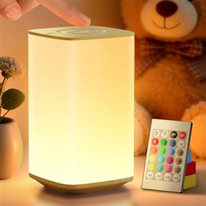 Auxmir Lampada da Comodino Touch, 4000mAh Luce Notturna Bambini con 256 Colori RGB Regolabili e 4 Modalità, Abat Jour da Comodino Ricaricabile per Crea Atmosfera, Camera da Letto, Soggiorno, Campeggio