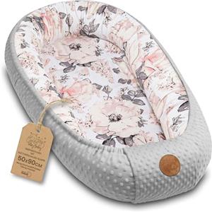 Totsy Baby Riduttore lettino 90x50 cm - Nido Neonato Riduttore Culla Cotone Grigio rosa selvatico