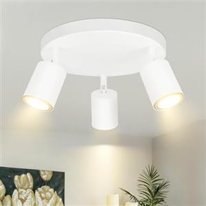 ZMH LED Corridoio Plafoniere Soggiorno - Faretto da soffitto a 3 fiamme Faretto da soffitto moderno bianco rotondo GU10 Faretto da corridoio in metallo Design orientabile