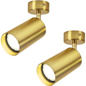 ZMH 2x Faretto LED in ottone con rotazione a 360° lampada da soffitto, utilizzabile come lampada da lettura e da parete, attacco GU10 (lampadina non inclusa)