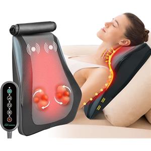 Snailax Massaggiatore Cervicale con Calore,Massaggiatore Elettrico per collo e schiena,Masaggio Shiatsu per la schiena, cuscino massaggiante per collo/schiena/spalle, regali per mamma e papà