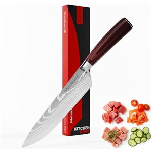 Matakumi Coltelli da Chef 20 cm Lama - Coltello da Cucina con Manico in Legno, Coltello Multiuso per Cucina, Coltello Chef Knife, Coltello Cucina Stil Giapponese, Ultra Affilato Acciaio Inossidabile