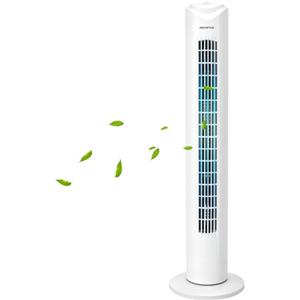 Aigostar Ventilatore a torre Silenzioso, 3 Velocità Regolabile, Timer 120 Minuti, Oscillazione Automatica 70°, Ventilatore portatile salvaspazio senza pale per casa e ufficio, 81 CM, 45W, Bianco