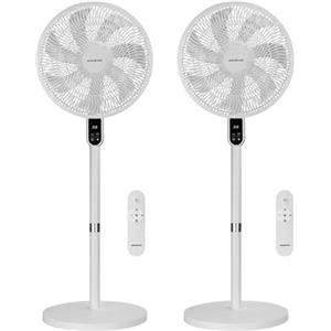 Aigostar Ventilatore a Piantana Silenzioso con 7 Pale, Telecomando, Timer 12H, 3 Velocità e Modalità, Base Circolare Ultra Stabile, Altezza Regolabile 110/125cm, 50W, per Casa e Ufficio, 2 Pezzi