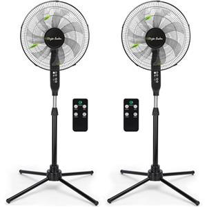 Taylor Swoden Ventilatore a Piantana Potente, Telecomando, 7 Pale Silenzioso Potente, Timer 9H, 3 Velocità & 3 Modalità (Normale/Naturale/Sleep), Oscillazione 80°, Altezza Regolabile, 50W, Nero *2