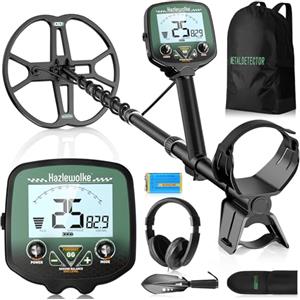 hazlewolke Metal Detector per Adulti professionali con Bobina Double-D Impermeabile 13", Alta Frequenza 19,23 kHz per Oro Detecting, Bilanciamento del Suolo Regolabile Migliorato, 3 Modalità di Rilevamento