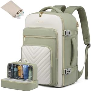 LOVEVOOK Zaino da Viaggio Grande da Donna, 40L Grande Zaini Aereo Bagaglio a Mano Trolley Valigia Borsa Zaino Porta PC 17 Pollici, Impermeabile Cabin Max per Ryanair Easyjet 45x36x20, Verde Oliva