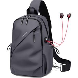 VNINE Borsello Uomo Tracolla, Leggero Tracolla, con Una Cinghia, per Escursionismo, Passeggiate, Ciclismo, Viaggi, Ciclismo, con Porta Cuffie