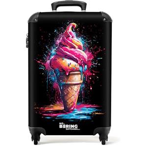 NoBoringSuitcases.com Valigia Trolley Bagaglio a Mano 55x40x20 cm, 10 kg (Cono Gelato Graffiti - Rosa)