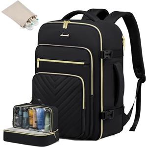 LOVEVOOK Zaino da Viaggio Aereo Bagaglio a Mano, Impermeabile Zaini Trolley Donna 50L Cabin Max per Ryanair Easyjet, Grande Zaino Porta PC 18 Pollici Valigia Borsa a Zainetto, Nero