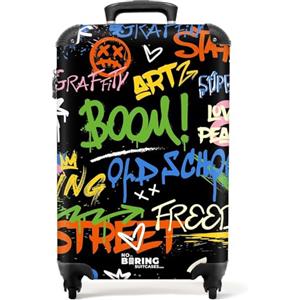 NoBoringSuitcases.com Valigia Bagaglio a Mano Trolley 55x40x20 cm, 10 kg, Handgepäck (Graffiti - Multicolore)