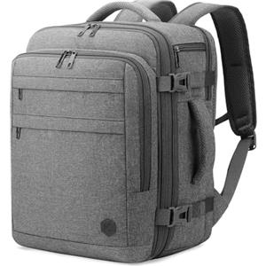 VANKEV Zaino da Viaggio Aereo per Ryanair EasyJet Eurowings Wizz Air Espandibile 40x30x20 a 40x30x25, 24L a 30L, Bagaglio a Mano Per Viaggi Adatta a Laptop da 15,6 Pollici grigio