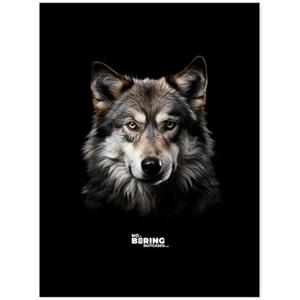 NoBoringSuitcases.com Trolley Bagaglio a Mano 55x40x20 cm, Valigia da 10 kg - Lupo Sfondo Nero - Grigio