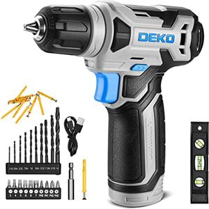 DEKOPRO Trapano Avvitatore Batteria 42 accessori - DEKO PRO Trapano Avvitatore Blu con 10 mm Mandrino,Luce LED,Cavo di Ricarica Tipo C,8 V Trapano Elettrico per Forare e Serrare/Allentare Viti