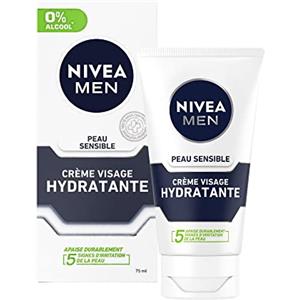 NIVEA MEN - Cura idratante extra morbida pelle sensibile (1 x 75 ml), crema viso idratante per uomo con pelle sensibile e irritata, cura viso uomo lenitivo 0% alcol