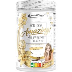 IronMaxx You Look Amazing! Sostituto pasto + Collagene + X - Vanilla Ice Cream 550g | High Protein, Senza Glutine | Con Collagene di alta qualità | In collaborazione con Mariia Arsentieva.