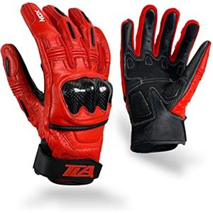 TLA TROOPS LEGEND RACING APPAREL TLA NOX Guanti moto pelle, protezioni nocche, omologati CE, polsino corto, 2XS-5XL uomo, donna. Guanto da moto, scooter, touchscreen, estivi, traspiranti, alta protezione all'impatto (Rosso, Rosso3XL)