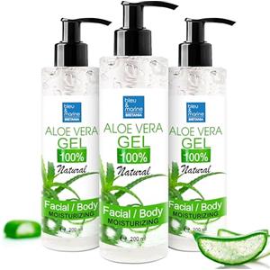 bleu & marine Bretania Gel di Aloe Vera 100% Naturale Idratante Pelle e Capelli. Gel Rassodante Corpo, Antirughe Viso, Lenitivo e Riparatore Pelle (Dopo Sole, Dopo Rasatura e Depilazione) - 3 x 200 ml