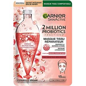 GARNIER Skin Active - Maschera viso in tessuto 2 milioni di probiotici - Maschera riparatrice - Brillante & Idratazione - Arricchita con frazioni di probiotici - Vegan & Cruelty Free - tutti i tipi di