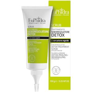 Euphidra, Scrub Seboregolatore Detox, Tubo con Erogatore 150 g, Pre-Shampoo per Cuoio Capelluto Oleoso con Carbone Vegetale e Microbioma Rebalance, Effetto Purificante, Senza SLES, SLS e Siliconi