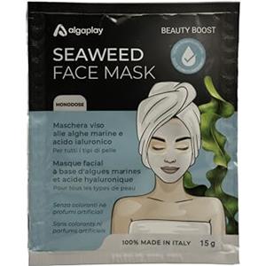 Algaplay Seaweed Face Mask con acido ialuronico e alghe oceaniche. Kit da 20 maschere viso con accessori.