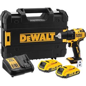 DEWALT Trapano avvitatore 18V XR senza spazzole con 2 batterie al litio da 2Ah e caricabatterie, DCD708D2T-QW
