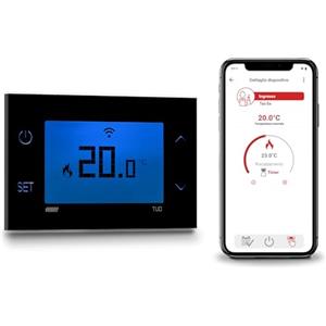 VEMER - Termostato WiFi da Parete TUO GO WI-FI VE801200 Cronotermostato Smart con App Clima Vemer Programmazione Settimanale 230V Nero
