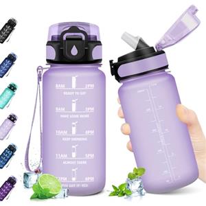 JAPORIA Borraccia Motivazionale 500ml, Bottiglia con Cannuccia, a Prova di Perdite, Borraccia Sportiva con Indicatore del Tempo Motivazionale, per Scuola, Lavoro, Bici, Escursionismo, Ciclismo