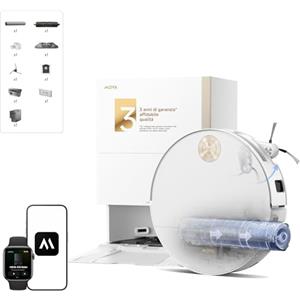 Mova S70 Ultra Roller Robot Aspirapolvere da 32.000 Pa con Lavaggio HydroForce, Navigazione CovertSense, Tecnologia AutoShield, Doppio sistema Anti-Groviglio, Comandi Vocali e Base All-in-One