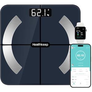 Healthkeep Bilancia Pesa Persona di Alta Precisione Bilancia Impedenzimetro Bluetooth Bilancia Collegata con App 13 Metriche Salute per Andriod e iOS Max 180kg/400lb/28st - Blu