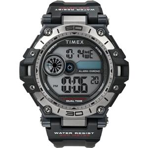 Timex Orologio sportivo da uomo, 52 mm, cinturino in resina nera, quadrante digitale, cassa nera TW5M63300