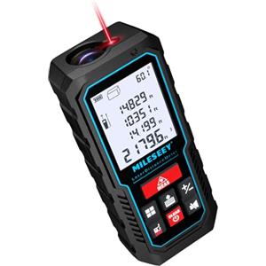 MiLESEEY Metro Laser Professionale 70M, con Indicatore Elettronico Dell'angolo, Precisione +/- 2mm, Misurazione Della Distanza, Dell'area e del Volume, LCD Retroilluminato, Misuratore Laser