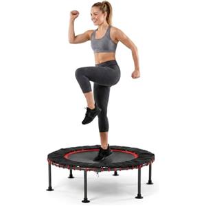 LIFERUN Trampolino Fitness Indoor Con Copertura Perimetrale, Portata 150kg, Ø102/122cm, Maniglia Regolabile, Senza Montaggio, Silenzioso, Per Bambini E Adulti