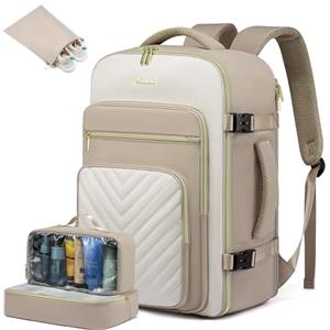 LOVEVOOK Zaino da Viaggio Grande da Donna, 40L Grande Zaini Aereo Bagaglio a Mano Trolley Valigia Borsa Zaino Porta PC 17 Pollici, Impermeabile Cabin Max per Ryanair Easyjet 45x36x20, Verde Oliva