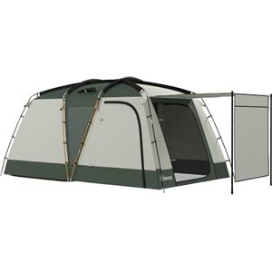 Outsunny Tenda Campeggio 4 Posti Impermeabile con Zona Giorno Separate e Zona Notte, Tenda Famigliare in Poliestere, 460x300x200 cm, Verde