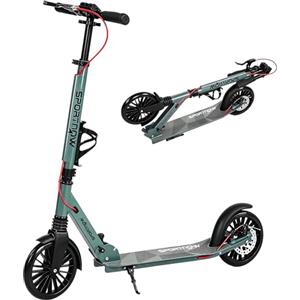 SPORTNOW Monopattino Adulto Pieghevole con Manubrio Regolabile, Scooter Pieghevole in Alluminio con un Solo Clic, Ruote Grandi di 200 mm, Ammortizzatore, Doppio Freno, ABEC-7, Portata 100 kg, Argento