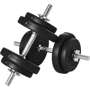 HOMCOM Set di Manubri da Palestra da 20 kg (4x2.5 kg, 4x1.5 kg), Manubri Palestra in Acciaio e Sabbia con Impugnatura Antiscivolo, per Allenamento Fitness Casa, 45x20.5x20.5 cm, Nero