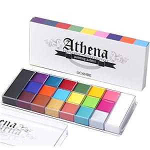 UCANBE Pittura per Viso 20 Colori,Body Painting Colori per Trucco Halloween Durevole,Athena Palette Colori per Pancia Gravidanza,Trucco Teatrale,Effetti Speciali