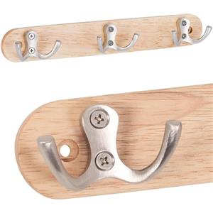 RICOO Appendiabiti da Parete in Legno e Metallo MH013, Design Moderno con 3 Ganci 27 x 4 x 3,5 cm per Giacche Sciarpe e Cappelli