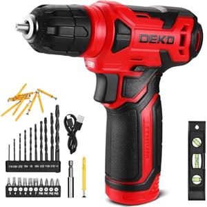 DEKOPRO Trapano avvitatore senza fili 8 V, con 10 mm mandrino, luce LED, cavo di ricarica tipo C, accessori 42 pezzi, trapano elettrico per forare e serrare/allentare viti