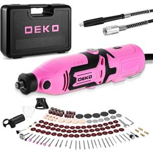 DEKOPRO Kit di utensile multifunzione 170W: DEKOPRO 126pc Kit Multiuso per DIY, Mini trapano elettrico per legno/metallo - con albero flessibile per rettifica, incisione, lucidatura, pulizia (Rosa)