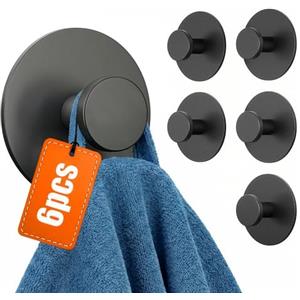 Minismus Set 6 ganci adesivi da parete in acciaio inox, tenuta forte fino a 5 kg ciascuno, senza fori, ganci appendiabiti da parete con pomello rotondo per cappotti, asciugamani, borse e altro