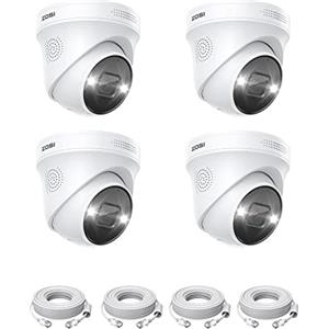 ZOSI 4X 5MP Telecamera PoE, AI Rilevamento di Persone e Veicoli, Allarme Luminoso e Sonoro, Audio Bidirezionale, Compatibile con il nostro NVR